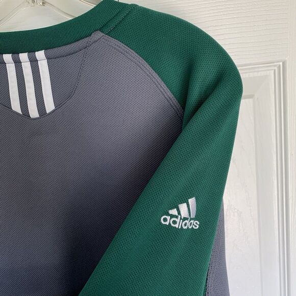 Men Adidas clima Warm Fleece XL Green & Gray Pullover Sweater Polyester - Picture 7 of 16